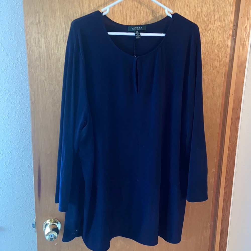 Ralph Lauren 3x navy blue tunic blouse